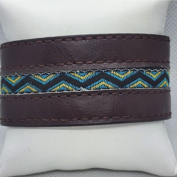 Guang Tong Brown & Blue Chevron Bracelet - Picture 1 of 3